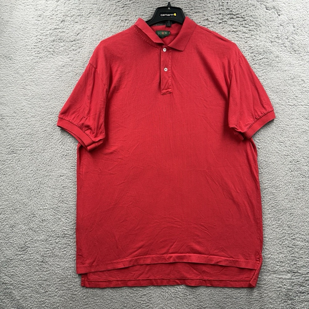 VTG J Crew Polo Shirt Mens XL Red Oarsman Logo Short Sleeve Preppy Golf 90s Y2K